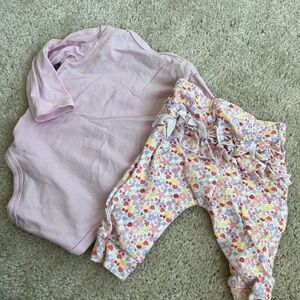 First Impressions Pink Floral Baby Onesie